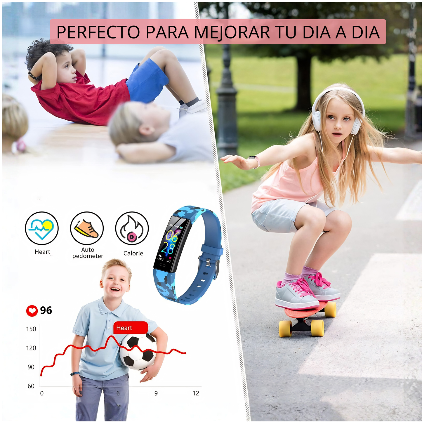 Ferunio Kids Smartwatch — Rastreador de Fitness para Niños de 6-16 Años